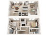 2 Bedroom 2.5 Bathroom Floor Plan 2 Bedroom 2.5 Bathroom Floor Plan at The Arbor Walk Apartments, Tampa, FL, 33617